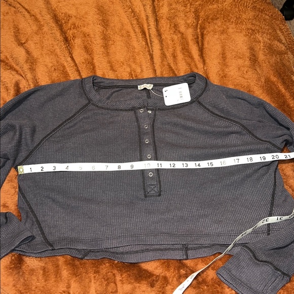 NWT Free People Dark Gray Long Sleeve Tee - Picture 7 of 9